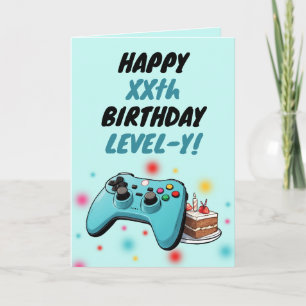 Speelse Blauwgroen controller gamer Verjaardag Kaart
