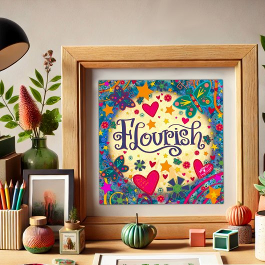 Speelse Bloeiende Inspirerend Vlinder  Foto Afdruk