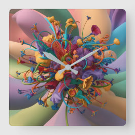 Speelse Bloemen Tijdstuk: Unieke Home Decor Vierkante Klok