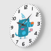 Speelse Blue Cartoon Monster met Party Pet Grote Klok (Hoek)