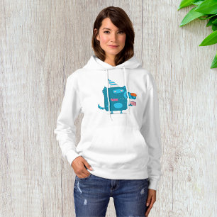 Speelse Blue Cartoon Monster met Party Pet Hoodie
