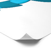 Speelse Blue Cartoon Monster met Party Pet Poster (Hoek)