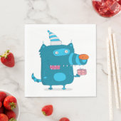 Speelse Blue Cartoon Monster met Party Pet Servet (Insitu)