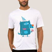 Speelse Blue Cartoon Monster met Party Pet T-shirt (Voorkant)