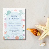 Speelse Blue Onderwater Zee Creatures Baby shower Kaart