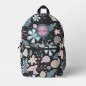 Speelse Boho Folk Art Pastel Bloemen en bladeren Bedrukte Rugzak (Voorkant)