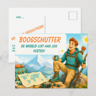 Speelse Boogschutter Verjaardagskaart voor [Hem] Briefkaart