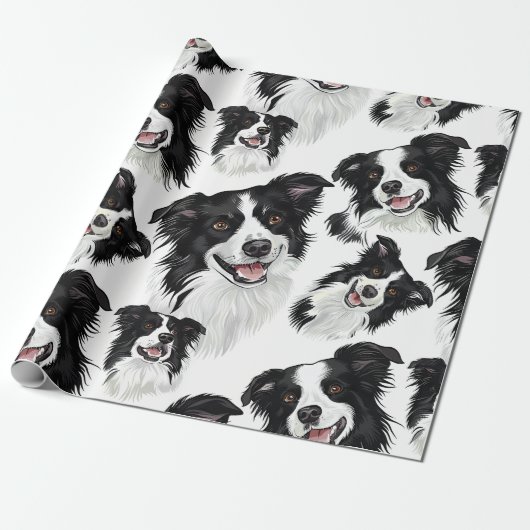 Speelse Border Collie inpakpapier (Uitgerold)