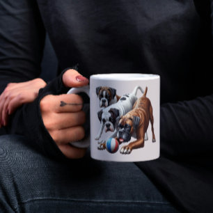 Speelse Boxer honden en bal Koffiemok