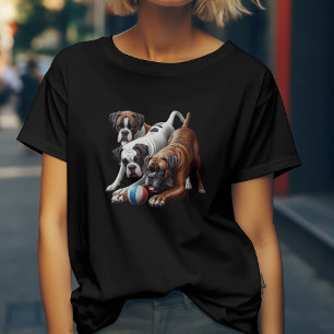 Speelse Boxer Honden en Bal: Plezier in elke Fetch T-shirt