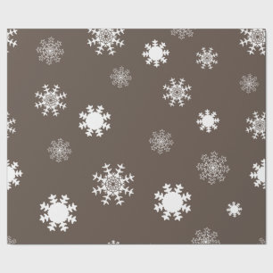 Speelse bruintintige grijze monochromatische sneeu cadeaupapier