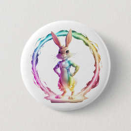 Speelse Bunny Bliss Ronde Button 5,7 Cm