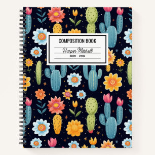 Speelse Cactus Pattern Composition Notitieboek
