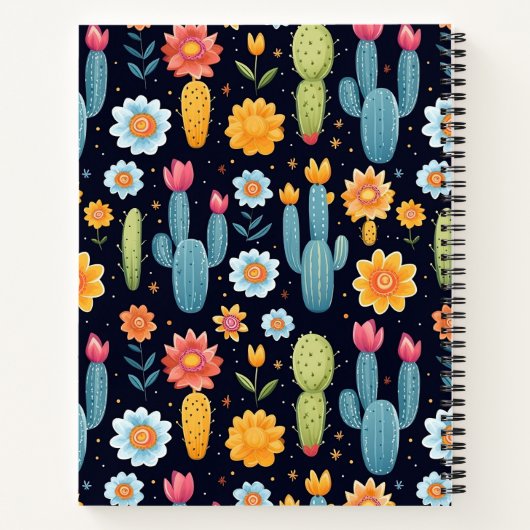 Speelse Cactus Pattern Composition Notitieboek (Achterkant)