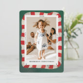 Speelse Candy Cane 1 foto kerstkaart (Staand voorkant)