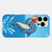 Speelse Cartoon Dolfijn met Strandbal iPhone Hoesje (Achterkant horizontaal)