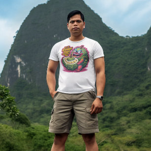 Speelse Cartoon Durian Fruit Karakter T-shirt