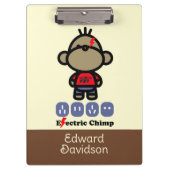 Speelse Cartoon Electric Monkey Custom Naam Klembord (Voorkant)