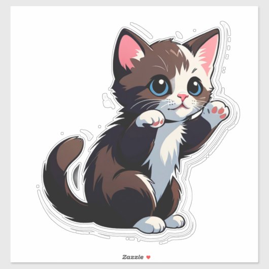 Speelse Cartoon Kitten Sticker (Vel)