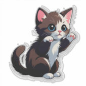 Speelse Cartoon Kitten Sticker (Voorkant)