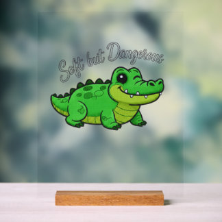 Speelse Cartoon Krokodil - Zachte maar Gevaarlijke Acryl Bord