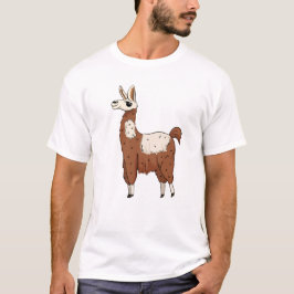 Speelse Cartoon Llama – Bruin & Wit Leuk Dier T-shirt