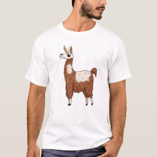 Speelse Cartoon Llama – Bruin & Wit Leuk Dier T-shirt