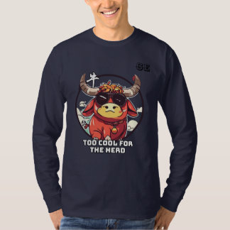 Speelse Cartoon Ox Karakter T-shirt