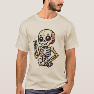Speelse Cartoon Skeleton T-Shirt Design