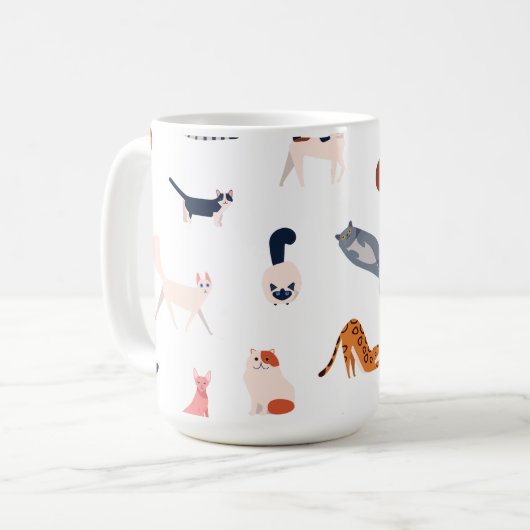Speelse Cats Pattern – Schattigee Feline Lover Koffiemok (Voorkant links)