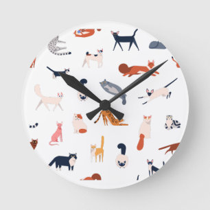 Speelse Cats Pattern – Schattigee Feline Lover Ronde Klok
