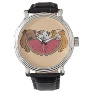 Speelse cavia's en watermeloen illustratie horloge
