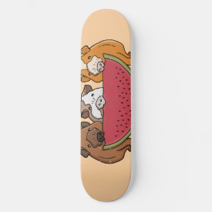 Speelse cavia's en watermeloen illustratie skateboard