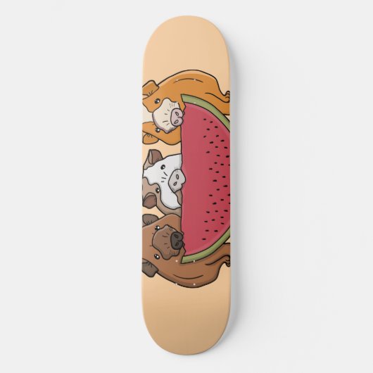 Speelse cavia's en watermeloen illustratie skateboard (Voorkant)