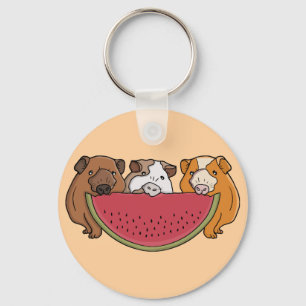 Speelse cavia's en watermeloen illustratie sleutelhanger