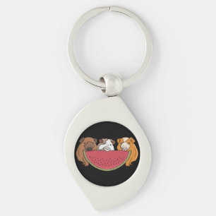 Speelse cavia's en watermeloen illustratie sleutelhanger