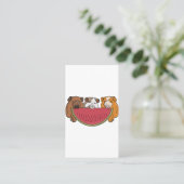 Speelse cavia's en watermeloen illustratie visitekaartje (Staand voorkant)