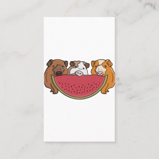 Speelse cavia's en watermeloen illustratie visitekaartje (Voorkant)