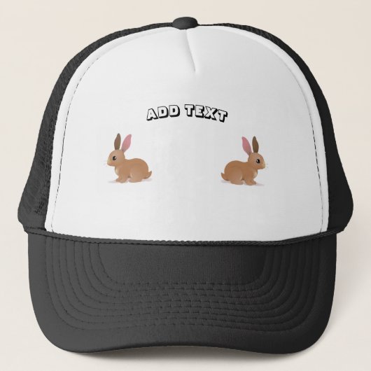 Speelse Charme Konijn Afbeelding met ADD TEXT Gedr Trucker Pet (Voorkant)
