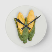 Speelse Chic Oma's Garden Modern Crochet Corn Ronde Klok (Voorkant)
