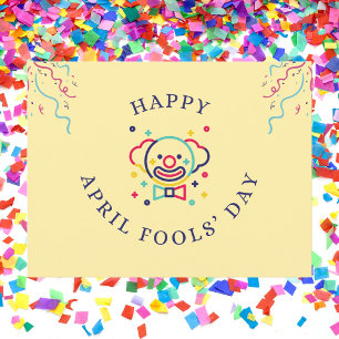 Speelse clown Confetti April Fools' Day Briefkaart