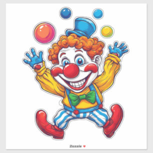 Speelse Clown die Springt met Felgekleurde Ballen Sticker