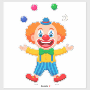 Speelse Clown Springend Met Felgekleurde Ballen Sticker