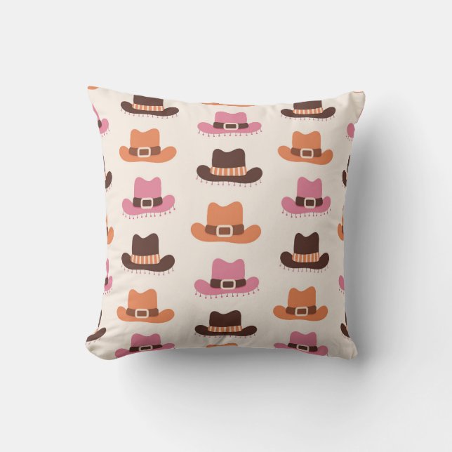 Speelse Cowboy Pet Pattern Kussen (Voorkant)
