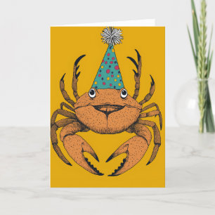 Speelse Crab Verjaardag Party Wenskaart Bedankkaart