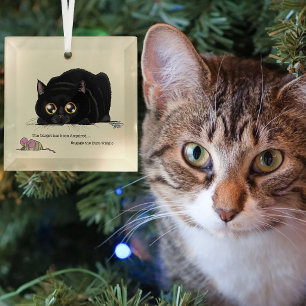 Speelse Crème Kat Kont Wiegelt Zwarte Kat Glas Ornament