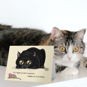 Speelse Crème Kitty Kont Wiggelt Zwarte Kat Kaart