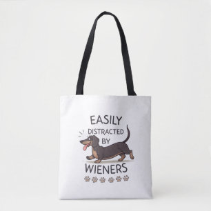 Speelse Dachshond Hond Grappige Cartoon Kunst Draagtas