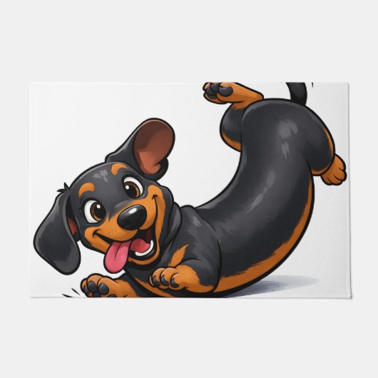 Speelse Dachshund Puppy Deurmat (Voorkant)