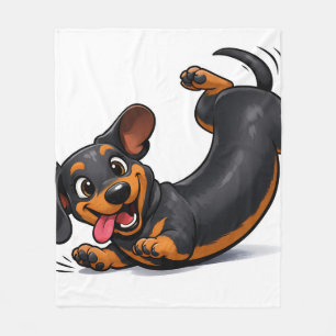 Speelse Dachshund Puppy Fleece Deken
